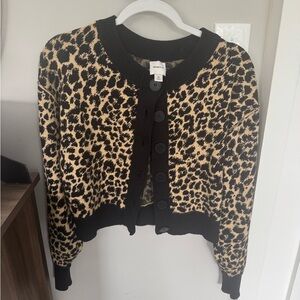 Maeve Animal Print Button-Up Cardigan